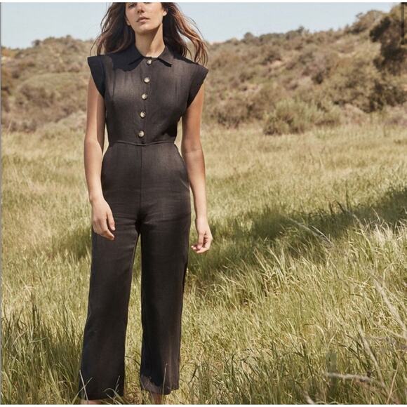 Christy Dawn Pants - Christy Dawn Phoebe Jumper Noir Linen Black Jumpsuit Womens Small
